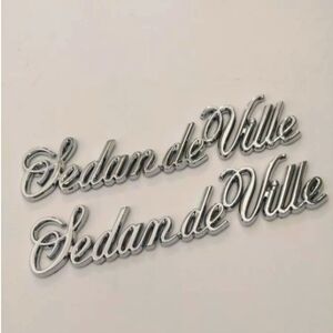 85 86 87-93 Cadillac Sedan Deville Script Quarter Panel Emblem Badge (PAIR)